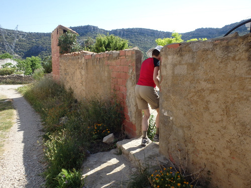 Terry entering a village wall.